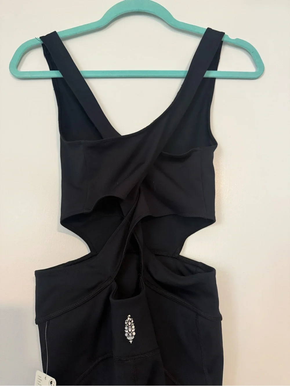 Free People Black Cutout Athletic Jumpsuit